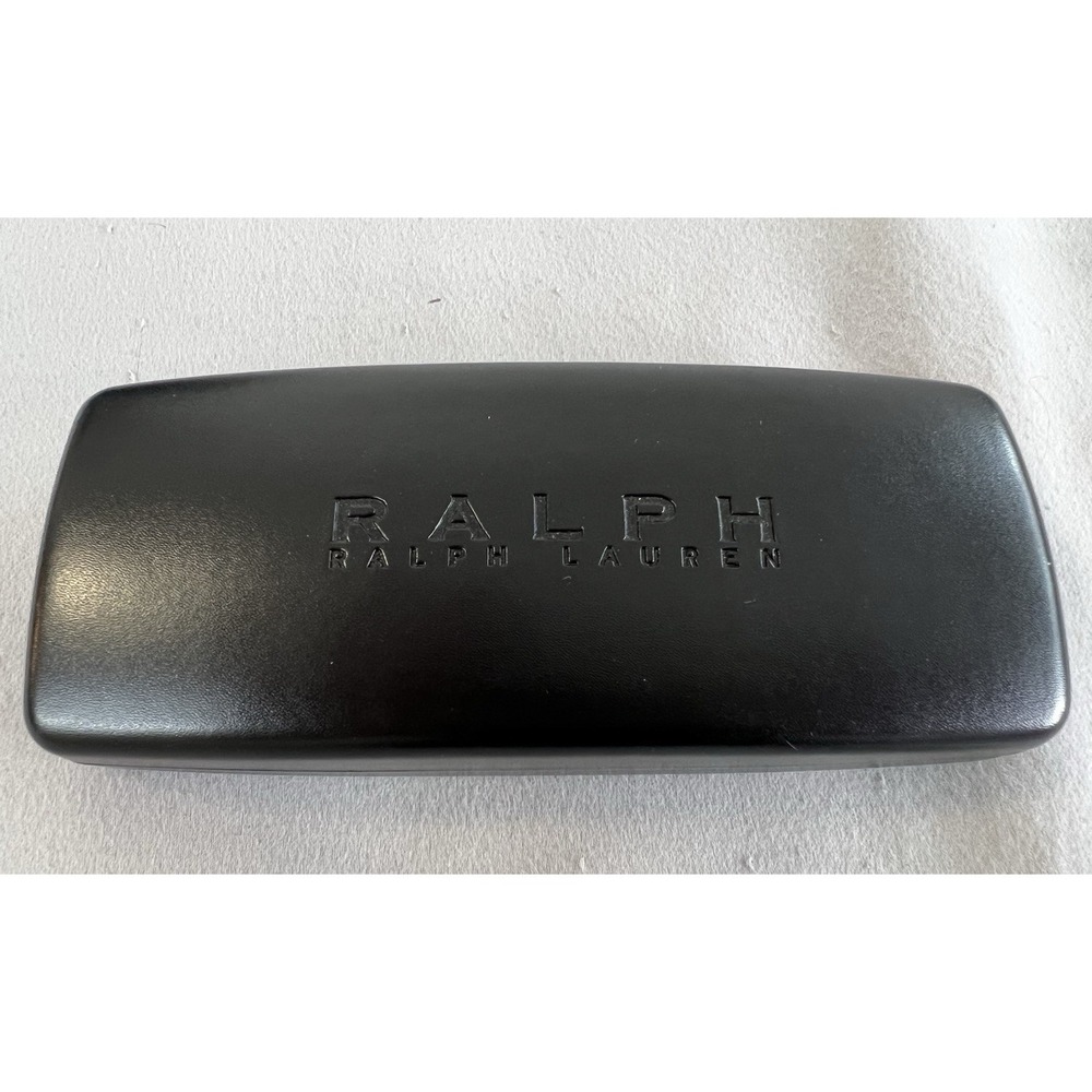 Ralph Lauren Black Leather Embossed Eyeglass Case Clamshell Closure